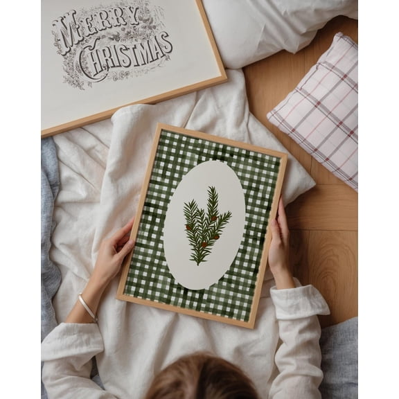 Winter Wall Art Art Antique Winter Art Prints Winter Decor Rustic Green Print Holly Branch #2714 Warm Present Vintage UNFRAMED Poster Size 24x36