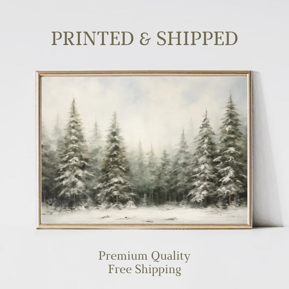 Winter Wall Art, Pine Tree Forest Print, Giclée Mailed Art Print, Fine Art Print, Winter Landscape, Snowy Winter Wall Art Home Decor #529, 8x12 UNFRAMED
