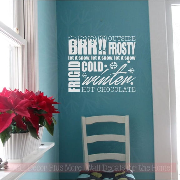 Winter Wall Decor Let It Snow Brrr Cold Words Stickers Vinyl Art Decals 23x19-Inch White