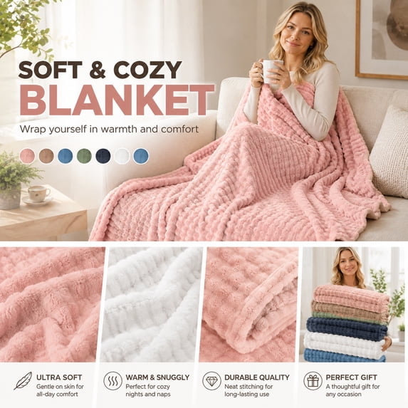 Winter Walmart Blankets 47X79 Inch Plush Furry Soft Knit, Cozy Snuggling Companion for Chilly Evenings at Home, Holiday Gift Idea for Loved Ones and Pets