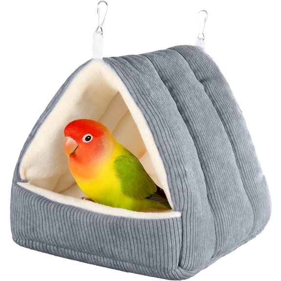 Winter Warm Bird Nest House, Bird Bed for Cage, Plush Hanging Hammock Hut Tent for Budgies, Cockatiels, Small Animals, and Guinea Pig (Gray, S)