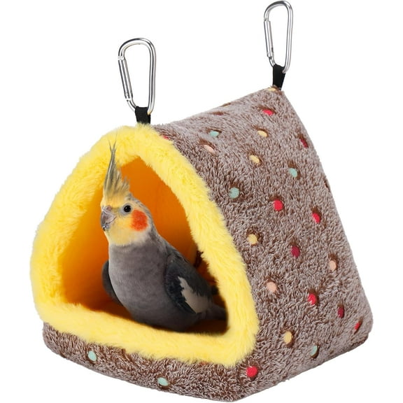 Winter Warm Bird Nest House, Fluffy Parrots Bird Bed for Cage, Hanging Hammock Plush Shed Hut Hideaway Hut Gift for Parakeets Cockatiels Conures Lovebirds