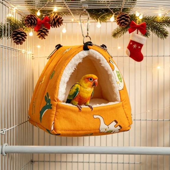 Winter Warm Bird Nest House,Snuggle Hut Bird Bed Hanging Hammock for Cage,Soft Plush Fluffy Birds Hut Hideaway for Parrots Budgies Parakeets Caique Senegal Cockatiels Conures,Small Pet Supplies