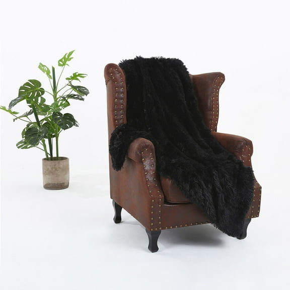 Winter Warm Blanket 120*80Cm Black,1 Warm Blanket,Shaggy Long Faux Fur Throw Blanket Fuzzy Lightweight Plush Sherpa Fleece