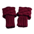 thumbnail image 1 of Winter Warm Boot Cuffs for Women, Crochet Knitted Leg Warmers Boot Topper Socks Gift(Wine), 1 of 3