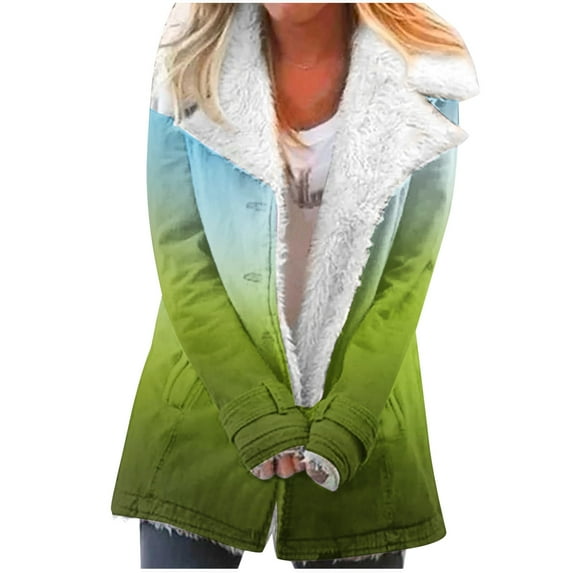 Winter Warm Caots for Womens Fashion Plus Size Zip Up Composite Plush Button Lapels Jacket Outwear Coat Gifts for Womens