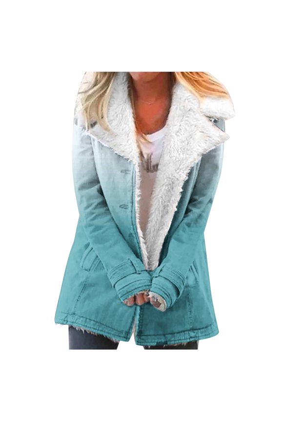 Winter Warm Caots for Womens Fashion Plus Size Zip Up Composite Plush Button Lapels Jacket Outwear Coat Gifts for Womens