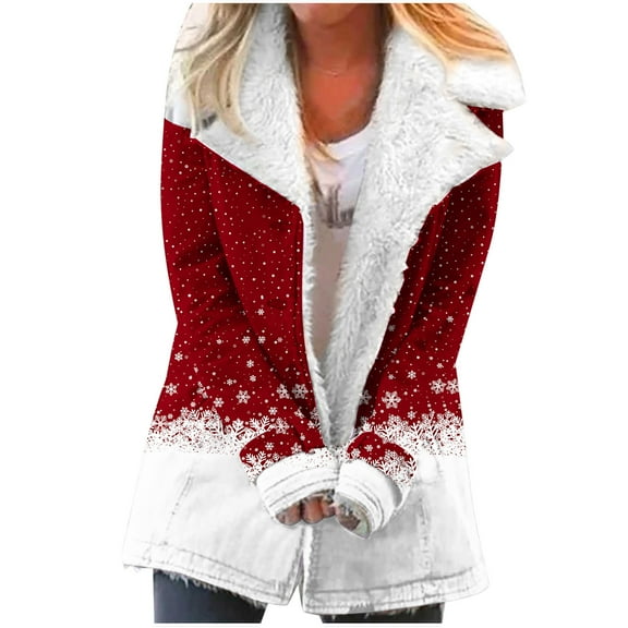 Winter Warm Caots for Womens Fashion Plus Size Zip Up Composite Plush Button Lapels Jacket Outwear Coat Gifts for Womens