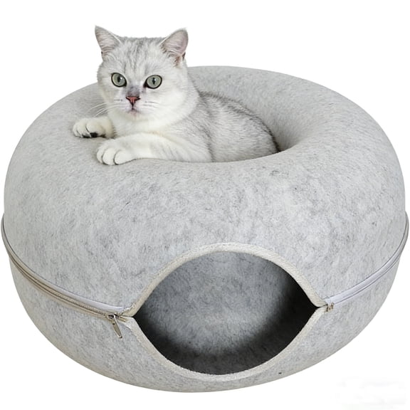 Winter Warm Cat Bed,Donut Cat Nest Tunnel,Detachable Circular Cat Nest For Playing,Sleeping,And Hiding.