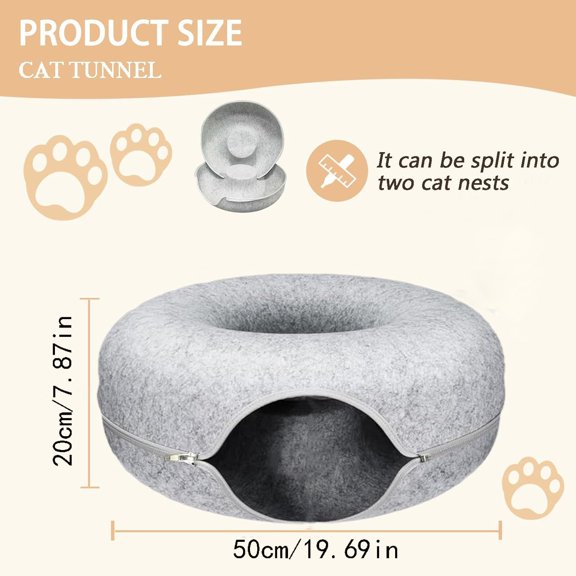 Winter Warm Cat Bed,Donut Cat Nest Tunnel,Detachable Circular Cat Nest For Playing,Sleeping,And Hiding.