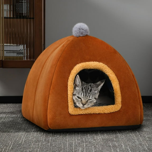 Winter Warm Cat Dog Tent Thickened Dogs Cat Beds for Indoor Cats Pet Tent Warm Outdoor Cat Enclosures Cat Cave Covered Cat Bed Fits Puppy Or Small Pet 11.02x9.87 Inch