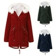 thumbnail image 1 of Winter Warm Coats for Women, Ladies Long Coat Hoodies Collar Jacket Slim Parkas Outwear Coats Red L, 1 of 4
