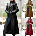 thumbnail image 1 of Winter Warm Coats for Women, Ladies Sexy Autumn and Solid Long Leather Coat Imitation Leather Windbreaker Coat Jackets Black L, 1 of 6