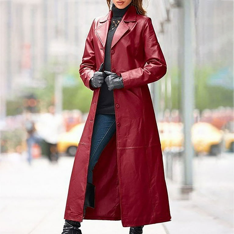 Winter Warm Coats for Women, Ladies Autumn and Solid Long Leather