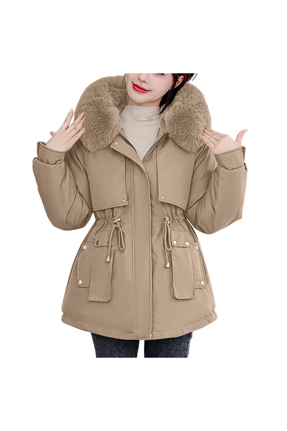 Winter Warm Coats for Womens Fashion Plus Size Casual Loose Solid Color Pocket Zippered Reversible Long Coat