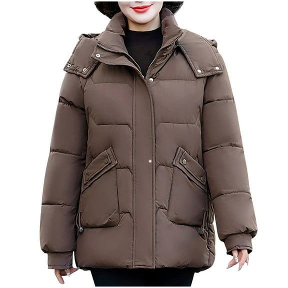 Winter Warm Coats for Womens Fashion Plus Size Casual Loose Solid Color Pocket Zippered Reversible Long Coat