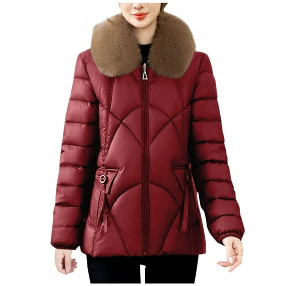 Winter Warm Coats for Womens Fashion Plus Size Casual Solid Color Long Sleeve Warm