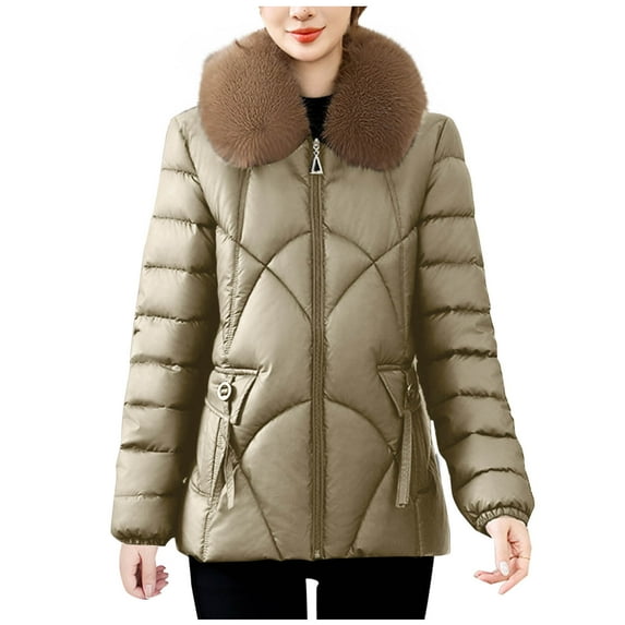 Winter Warm Coats for Womens Fashion Plus Size Casual Solid Color Long Sleeve Warm