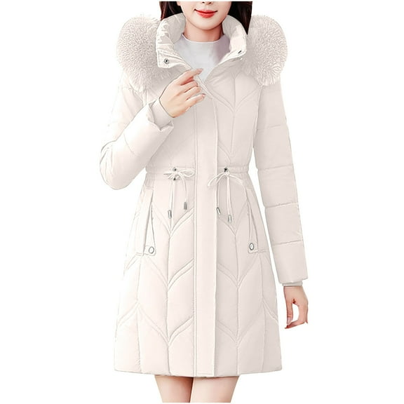 Winter Warm Coats for Womens Fashion Plus Size Long Sleeve Hooded Solid Color Pocket Casual Top Coat