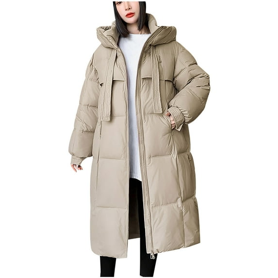 Winter Warm Coats for Womens Fashion Plus Size Long Sleeved Solid Color Pocket Zipper Mid Length Top Jacket