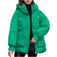 thumbnail image 1 of Winter Warm Coats for Womens Fashion Plus Size Long-sleeved Hooded Pocket Solid Color Casual Jacket, 1 of 6