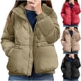 thumbnail image 1 of Winter Warm Coats for Womens Fashion Plus Size Solid Color Down Jacket Loose Jacket Thick Detachable Hat Versatile Jacket, 1 of 9