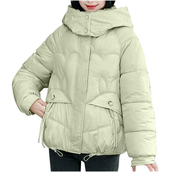 Winter Warm Coats for Womens Fashion Plus Size Solid Color Hooded Jacket