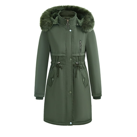 Winter Warm Coats for Womens Fashion Plus Size Solid Color Zipper Long Sleeve Hooded Pocket Sweater Coat Jacket