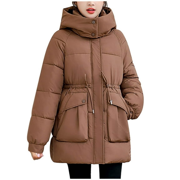 Winter Warm Coats for Womens Fashion Plus Size Zipper Up Long Sleeve Winter Thickened Coat
