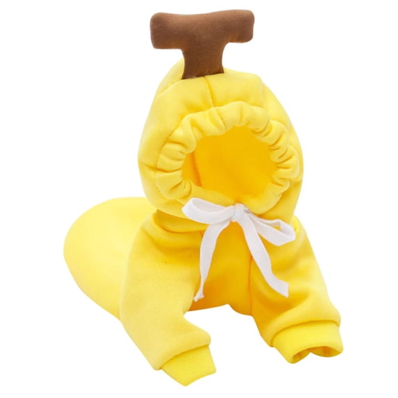 Winter Warm Plush Dog Hoodie, Banana‑Shaped Pet Cosplay Outfit for Small Dogs