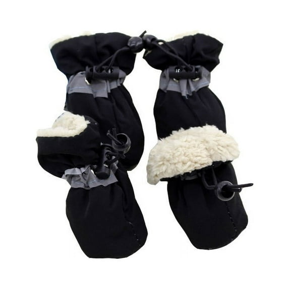 Winter Warm Dog Boots 4-Pack, Fleece-Lined Anti-Slip Pet Shoes, Waterproof Snow Booties with Easy Fastener for Small Medium Dogs