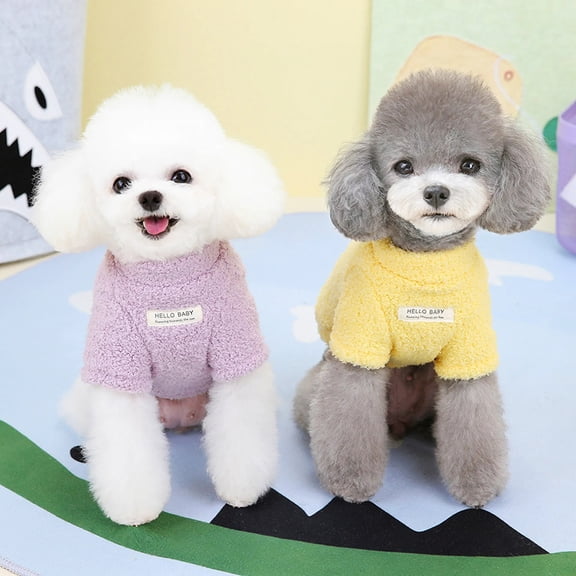 Winter Warm Dog Sweater for Small Dogs Plush Dog Clothes Soft Puppy Coat Jacket Chihuahua Teddy Puppy Clothes Dog Supplies,L,yellow