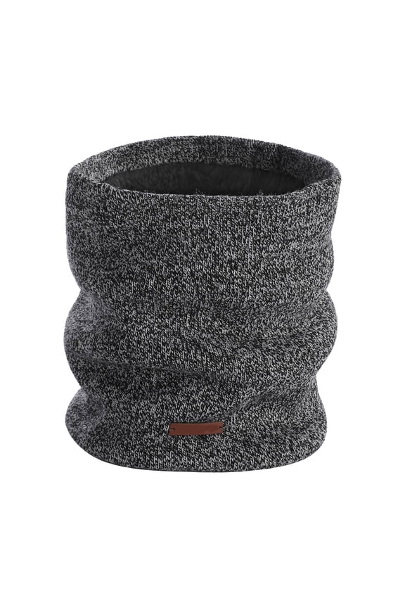 Winter Warm Double Layer Neck Gaiter Unisex Knitted Snood For Adults, Black
