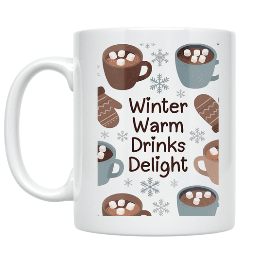 Winter Warm Drinks Delight - Hot Chocolate Lover - 11 oz Ceramic Coffee Mug