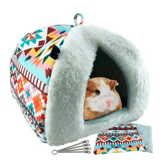 Winter Warm Dwarf Hamster Bed - Cute Small Pet House Warm Hanging Cage Cave Bed Small Animal Cage Accessories for Small Guinea Pig Rat Sugar Glider