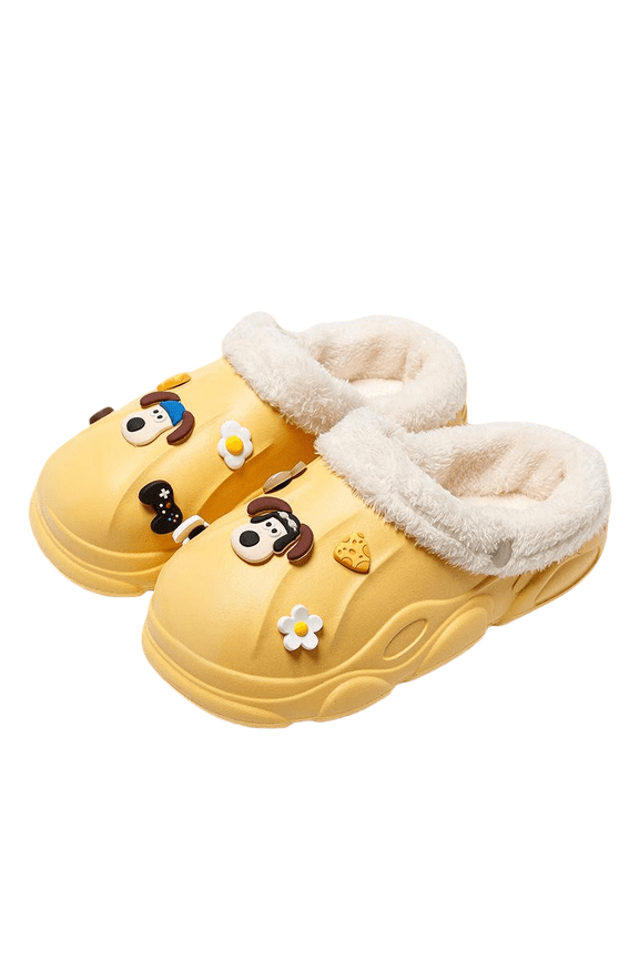 Winter Warm EVA Slippers Cartoon Plush Lined Cozy Clogs Non-Slip Indoor Outdoor Home Shoes Family Matching Animal Style Soft Footwear