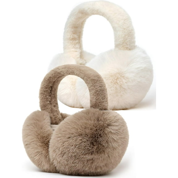 Winter Warm Ear Muffs for Women Foldable Earmuffs Fluffy Soft Ear Warmers, Warm Ear Covers for Cold Weather