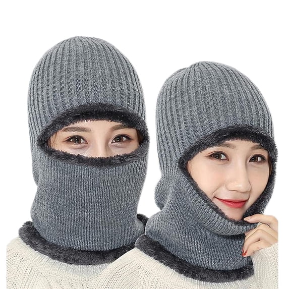 Winter Warm Elastic Soft Ear Protection Knitted Scarf hat Fleece Lined Beanie Hat for Men and Women