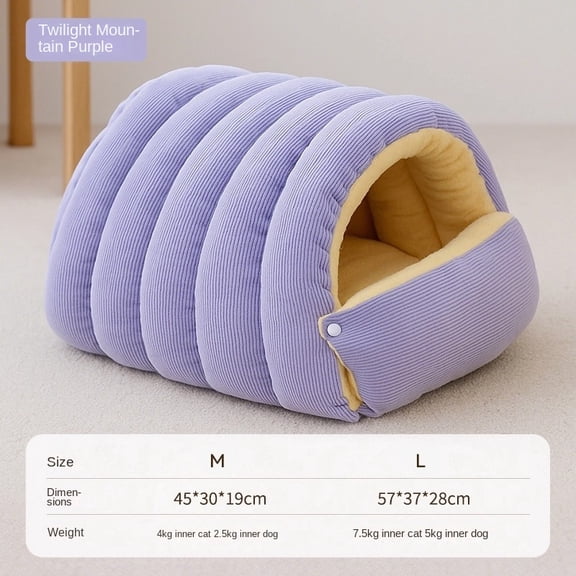 Winter Warm Enclosed Cat Bed - Secure All-Season Pet Nest for Cats & Small Dogs
