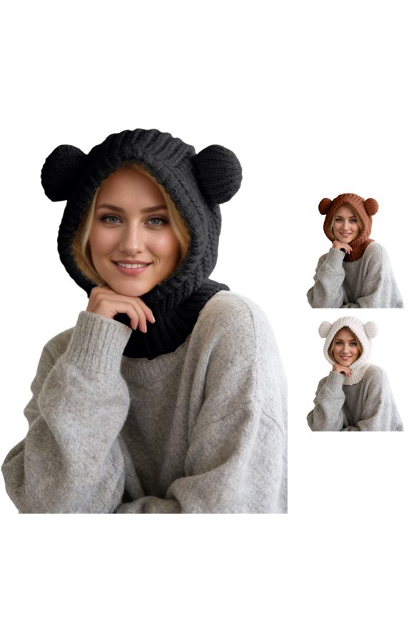 Winter Warm Face for Cold Weather Windproof Full Coverage Knitted Ski Hat with Ear Hats for Women