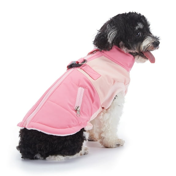 Winter Warm Fleece Dog Coats for Small Dogs D-Rings Waterproof Puppy Jacket