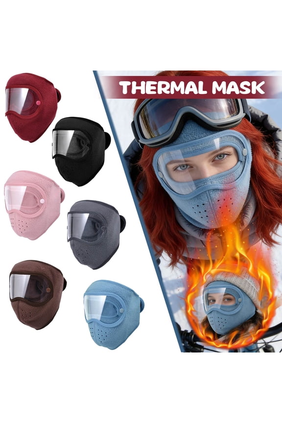 Winter Warm Fleece Face Mask, Windproof Cycling Mask With High-Definition Anti-Fog Transparent Visor, Super Warm Fleece For Cold Weather Protection Ideal For Outdoor Sports