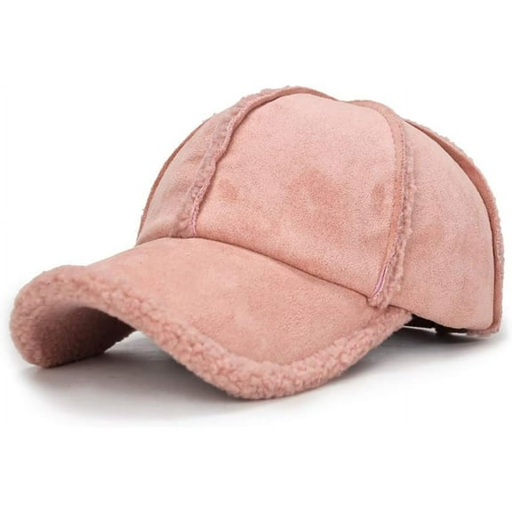 Winter Warm Fleece Lined Baseball Caps for Women Men Retro Faux Fur Suede Trucker Hat Windproof