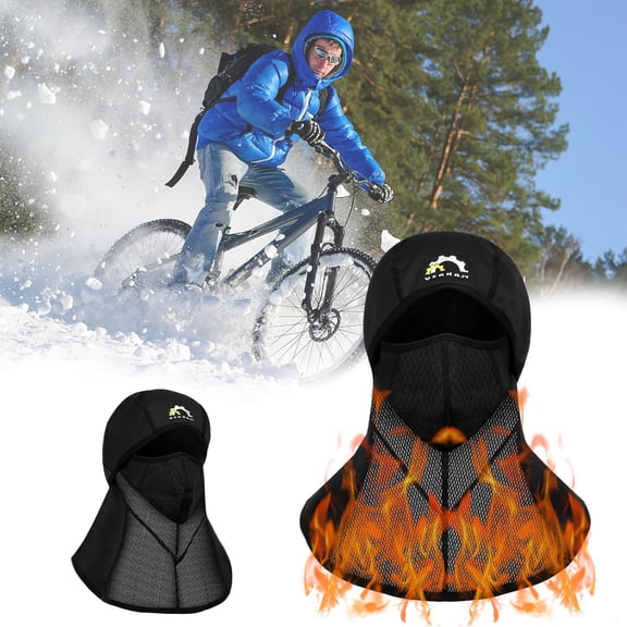 Winter Warm Fleece Lined Cycling Ski Face Mask | Windproof Breathable Full Head Neck Cover | Outdoor Sports Balaclava Helmet Liner | Velvet Material | 44x43cm | 1 Pack