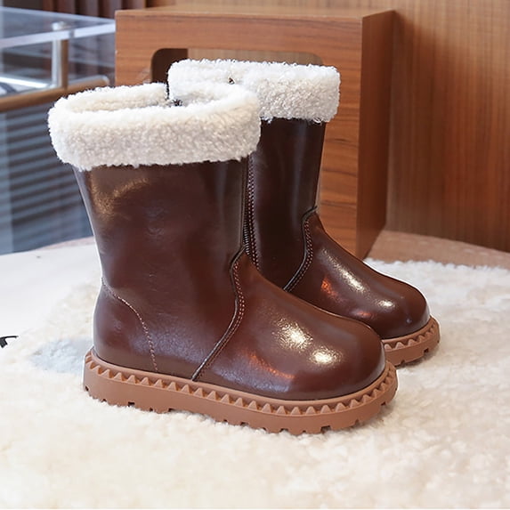 Winter Warm Lined Girls Mid Calf Boots Snow Boots Non Comfortable Outdoor Shoes Suitable Girls