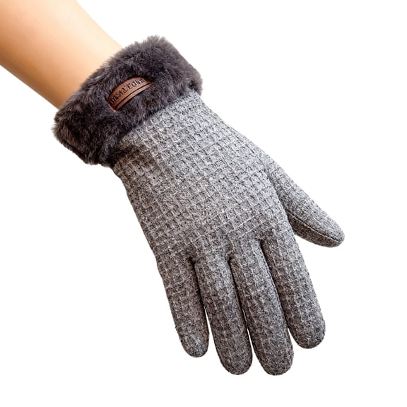 Winter Warm Fleece Lined Gloves for Women, Thermal Wool Cable Knit Gloves for Cold Weather, Touchscreen Fingers Folding Cuffs