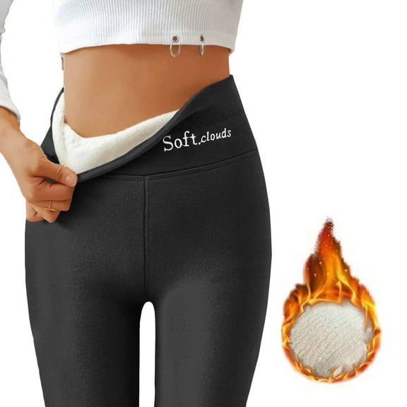 Winter Warm Fleece Lined Leggings Women,Thick Thermal Tights Dark Gray M