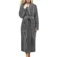 thumbnail image 1 of Winter Warm Nightgowns for Women Long Sleeve Coral Bathrobe Soft Warm Winter Robe with Pockets and Belt Fall Winter Clothes, 1 of 8