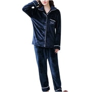 Winter Warm Fleece Plush Pajamas Set for Women Ultra-Soft Flannel Christmas Lounge Homewear Pullover Set