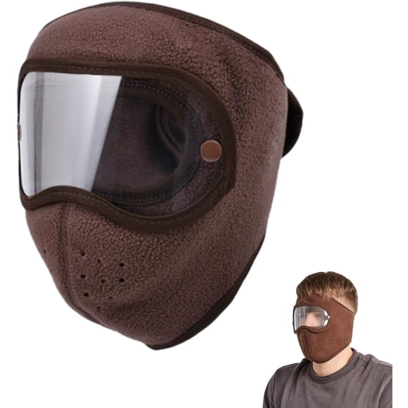 Winter Warm Fleece Windproof High-Definition Goggles, Fleece Thermal Mask With Removable Goggles, For Men & Women